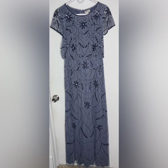 Amelia Couture Elegant Blue Beaded Evening Gown - Picture 3 of 15